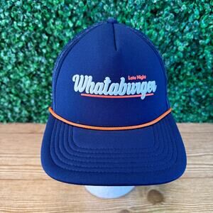 Whataburger Late Night Rope Hat Navy Blue Orange Staunch Snapback Trucker OSFA